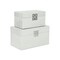 Contemporary Home Living Set of 2 White Rectangular Shagreen Storage Boxes 12"